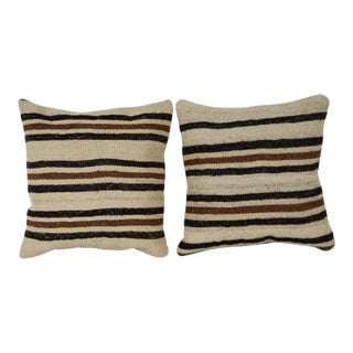 Turkish Hemp Kilim Pillow Cover - A Pair For Sale