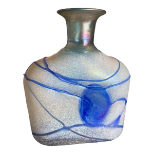 1950's Kosta Boda Bertil Vallien Blue Galaxy Art Glass Vase Decanter