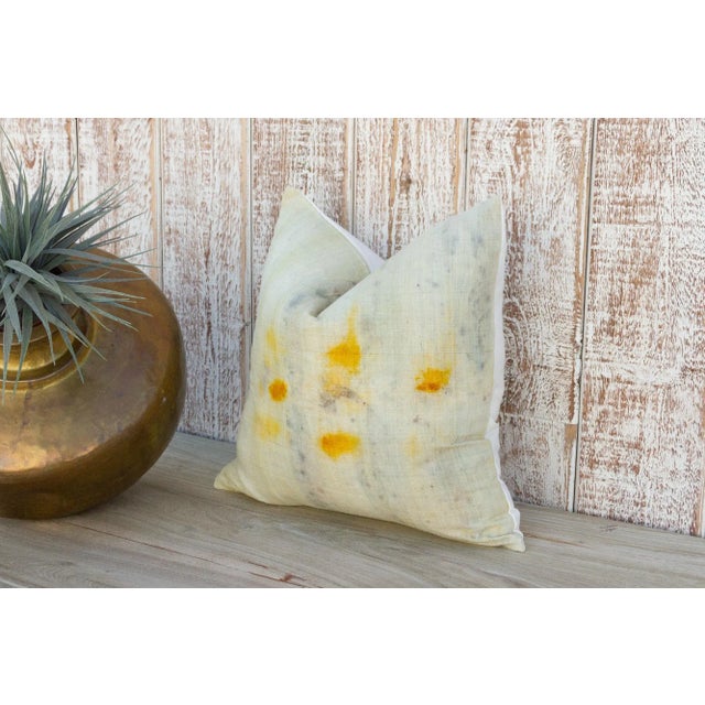 Abstract Vintage Lanu Tie Dyed Organic Silk Pillow For Sale - Image 3 of 9