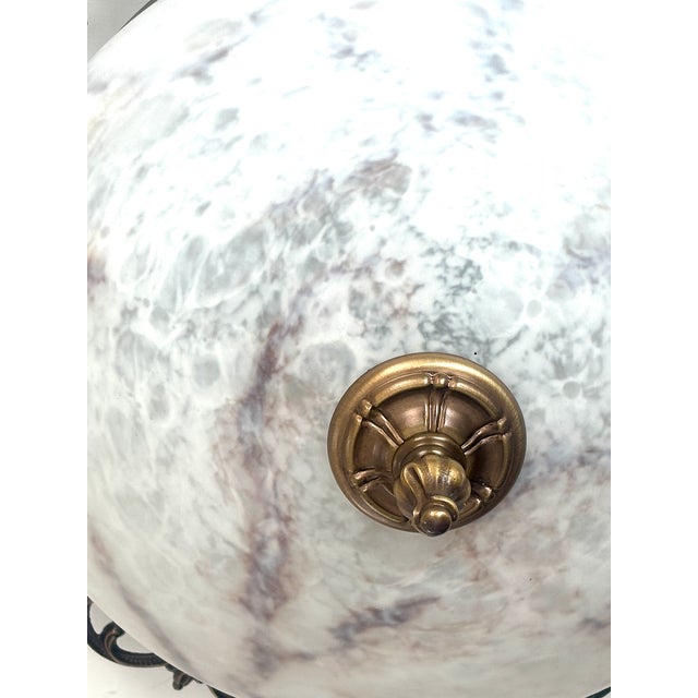 1950s Vintage Ceiling Lamp in Brass and Marbled Glass, 1950s For Sale - Image 5 of 10