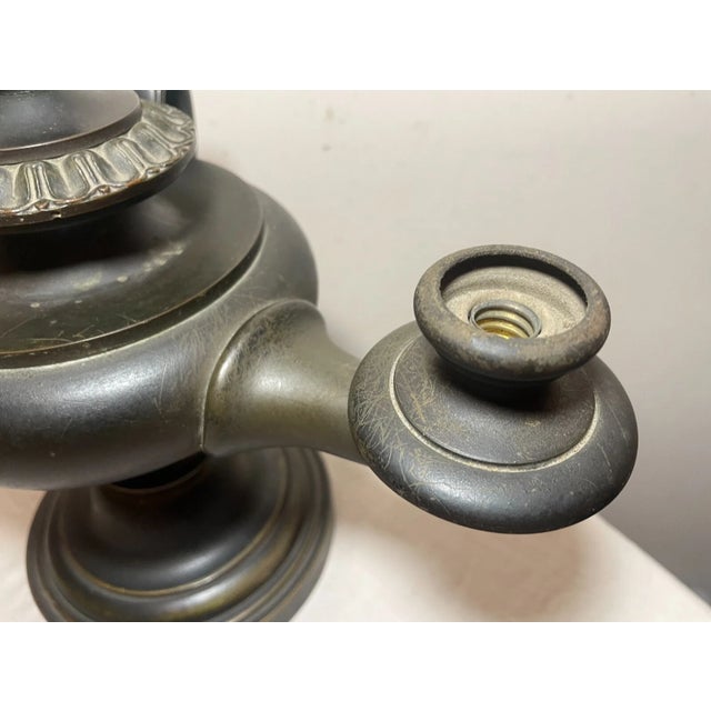 Bronze Antique 19th Century Bronze Electrified Oil Argand Genie Table Lamp Lantern For Sale - Image 8 of 12