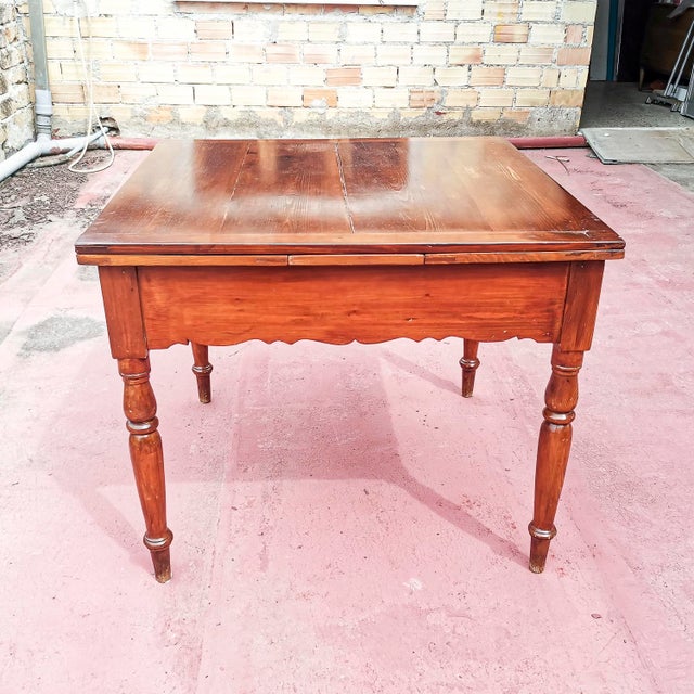 Extendable Pull-Out Table in Solid Fir Wood, Italy, 19th Century For Sale - Image 13 of 17