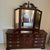 Late 20th Century Late 20th Century Broyhill Premier Cherry Wood Triple Dresser & Triptych Split Swan-Neck Pediment Top Beveled Mirror Excellent “Mint” Condition For Sale - Image 5 of 18