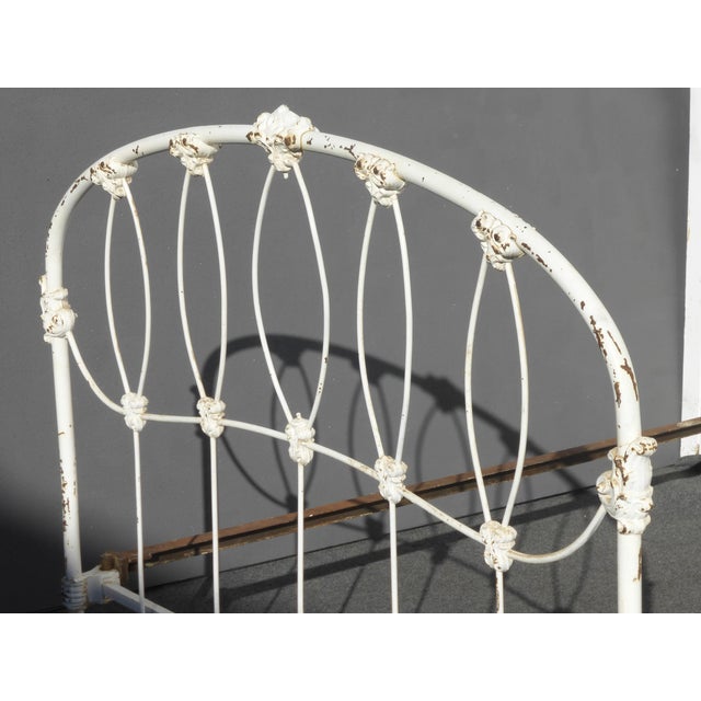 Antique French Country Full Iron Bed Frame Farmhouse Chic Headboard