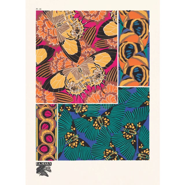 "Butterflies" Plate 18 Reproduction Print After E. A. Seguy For Sale