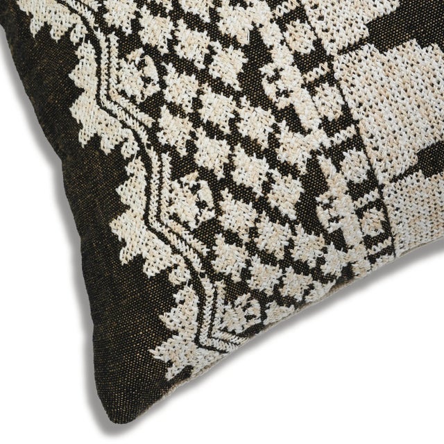 Schumacher Wentworth Embroidery Lumbar Pillow in Carbon For Sale In Charlotte - Image 6 of 8