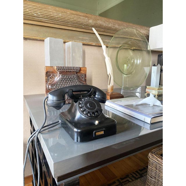 Mid-Century Italian Black Bakelite Table Phone with Handset, 1950 For Sale - Image 15 of 17