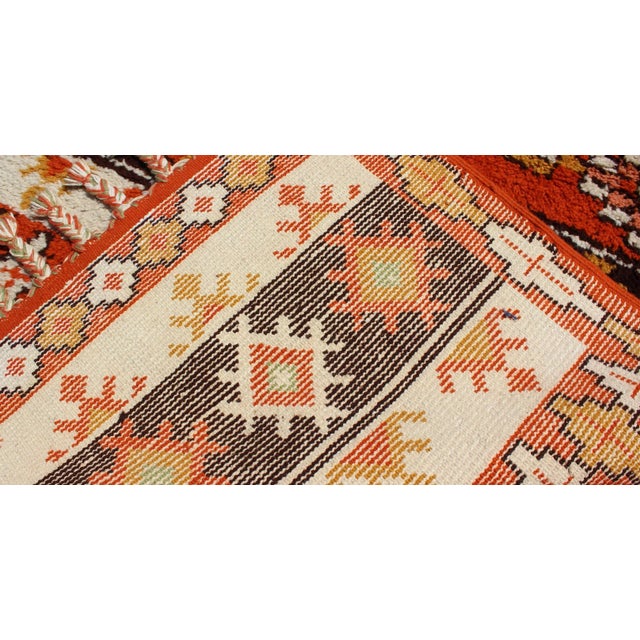 Vintage Moroccan Rug With Stripes & Tribal Design in Orange, D. Brown, Ivory For Sale - Image 11 of 12