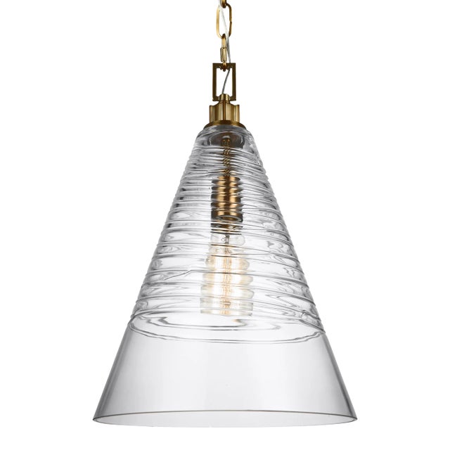Sean Lavin by Visual Comfort Studio Elmore Cone Pendant, Burnished Brass For Sale