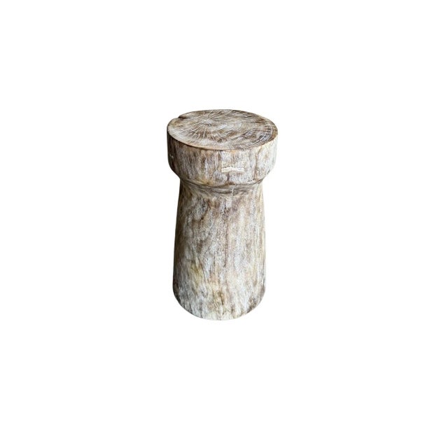 Wood Sculptural Side Table Crafted From Mango Wood, Bleached Finish For Sale - Image 7 of 7