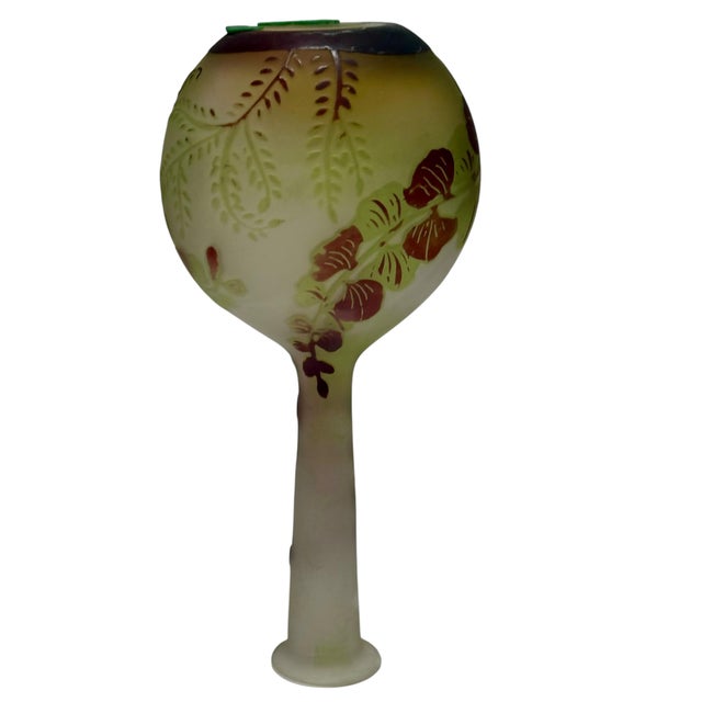 Emile Galle Antique Art Nouveau Galle Cameo Glass Vase For Sale - Image 4 of 5