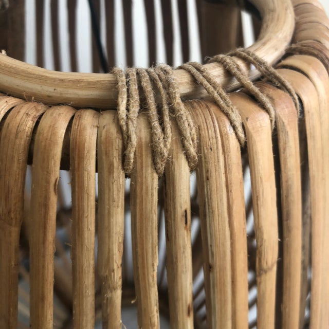 Late 20th Century Vintage Boho Rattan Pendant Light Shade For Sale - Image 5 of 11