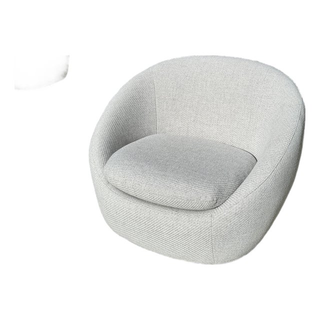 West Elm Cozy Upholstered Swivel Chair For Sale