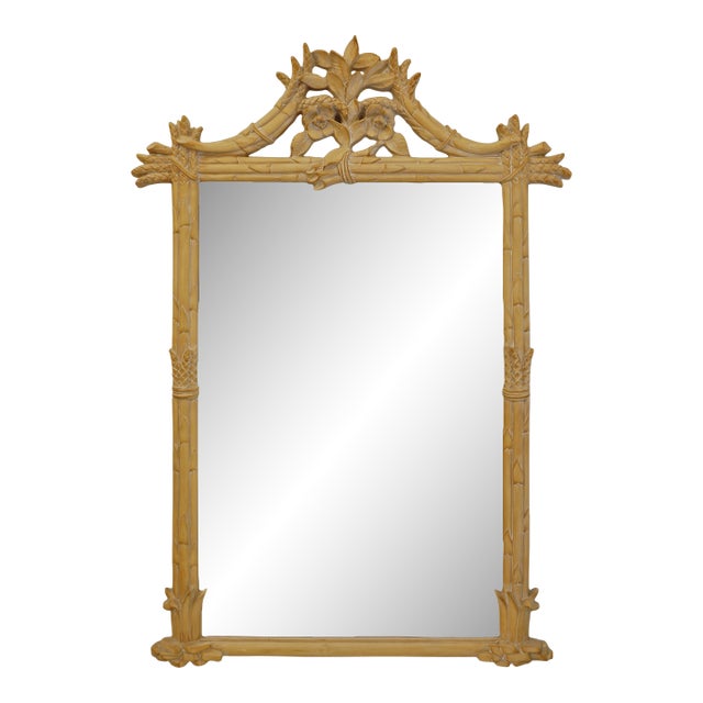 Vintage Gampel-Stoll Faux Bois Vertical Wall Mirror French Provincial Hollywood Regency For Sale