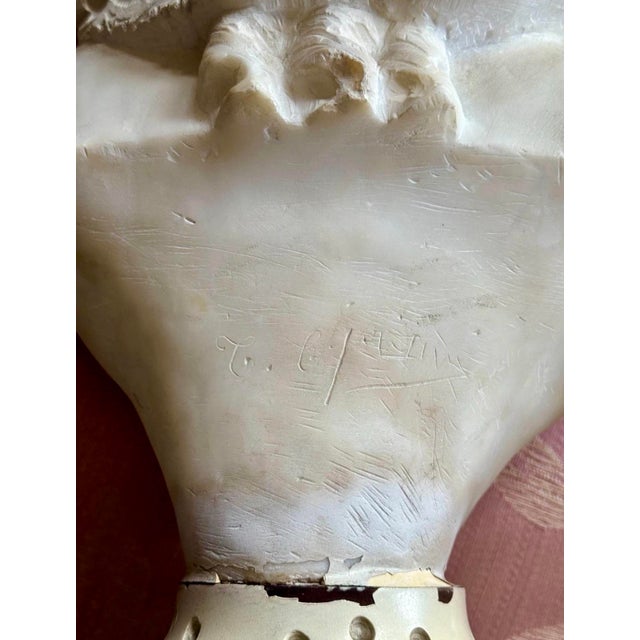 Textile Antique Italian Carved Alabaster Female Bust, Aldolfo Cipriani For Sale - Image 7 of 9