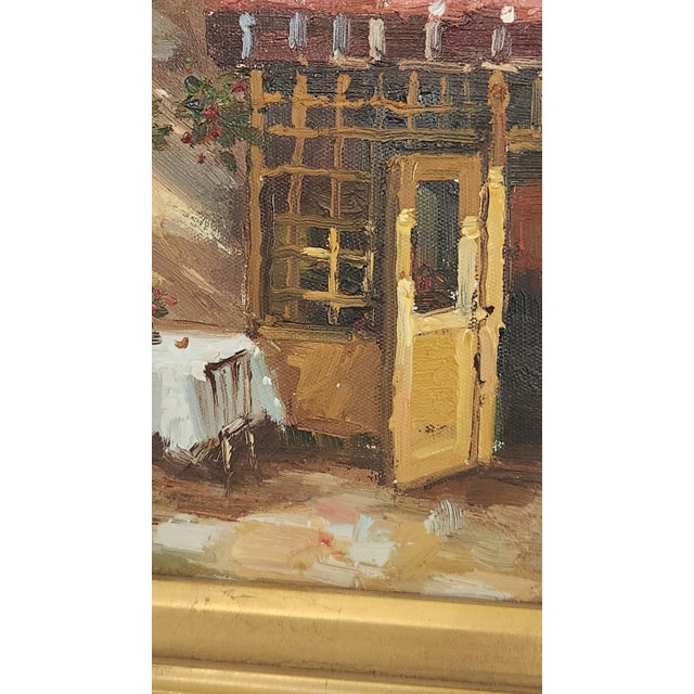 Mid 20th Century Signed Giani “On the Terrace” Framed Oil on Canvas Cafe Scene For Sale - Image 15 of 18