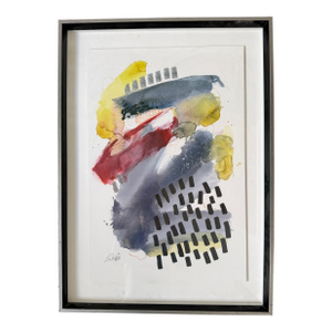 Late 20th Century Large Signed Abstract Watercolor Painting on Paper Signed by 'Sahhliu'– Framed