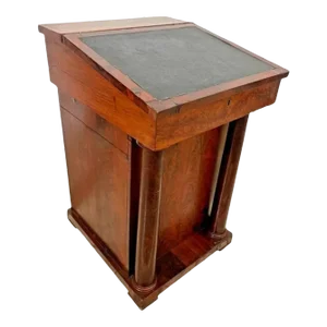 19th Century Antique Davenport Captain's Desk Four Drawers Flip up Top Locking Side Cabinet
