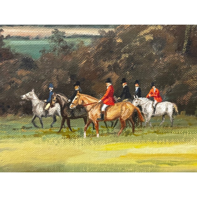1970s British Framed Oil Painting Worcestershire Hunt Huntsmen Top Hat Up Bay Horse Pug C1972 For Sale - Image 5 of 12