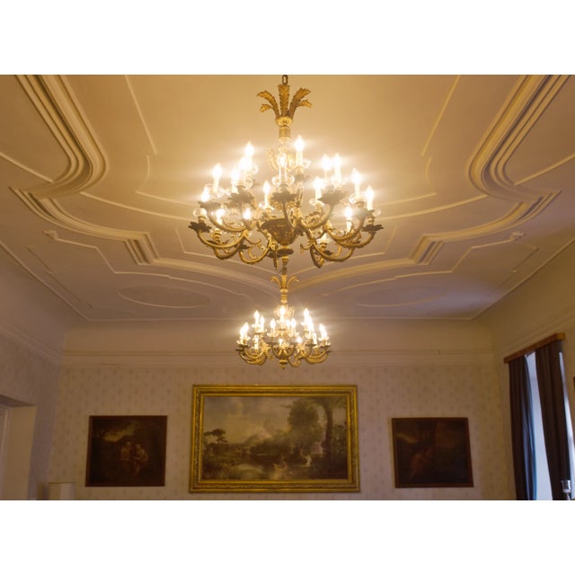 Brass 18-Light Castle Chandeliers, Set of 2 For Sale - Image 9 of 10