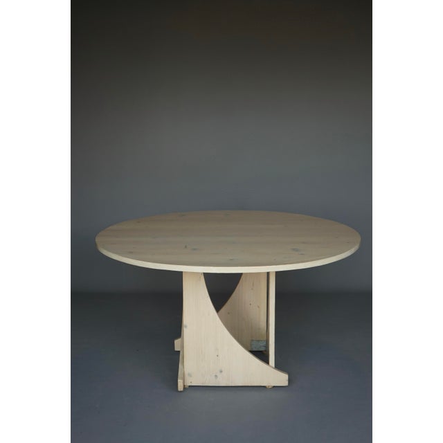 1970s Architectural Handmade Dining Table in White-Washed Pine, 1970s For Sale - Image 5 of 18
