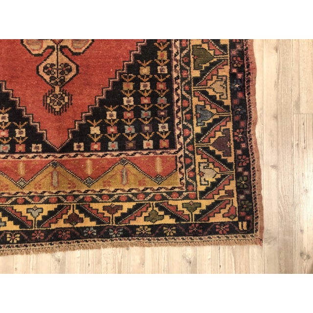 Floral Handknotted Turkish Wool Rug- 3′8″ × 7′ For Sale - Image 9 of 11