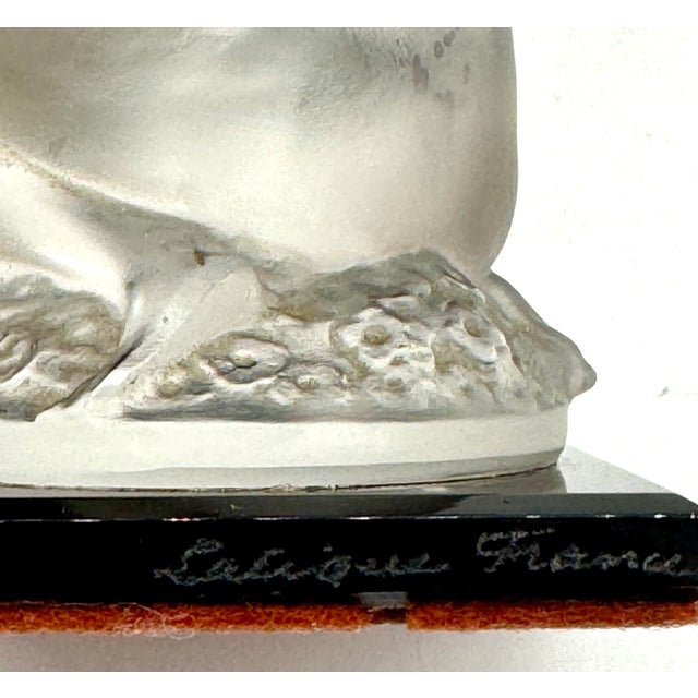 Art Deco Vintage Lalique France Floreal Frosted Crystal Nude Female Figurine on Black Base - Signed For Sale - Image 3 of 6