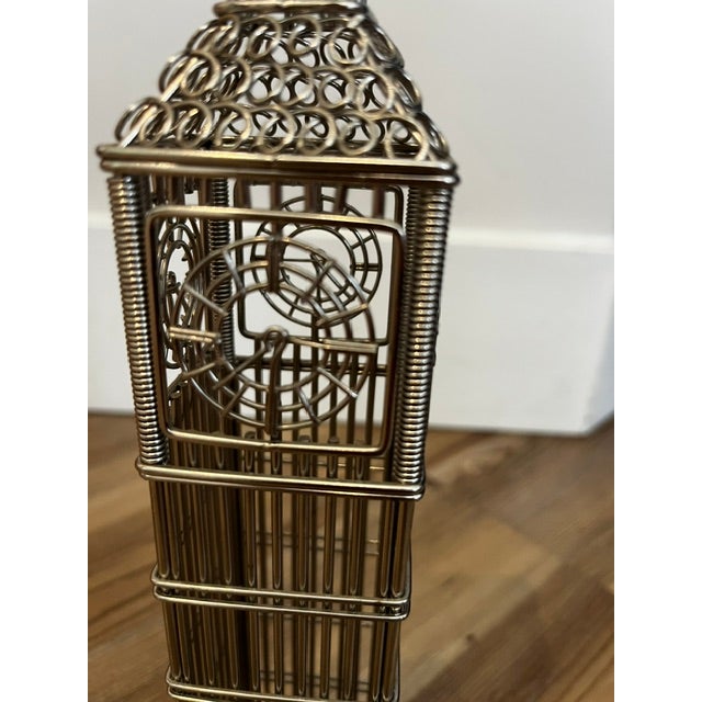 1980s Silver-Toned Metal Wire Model of London's Big Ben Clock Tower For Sale - Image 4 of 9