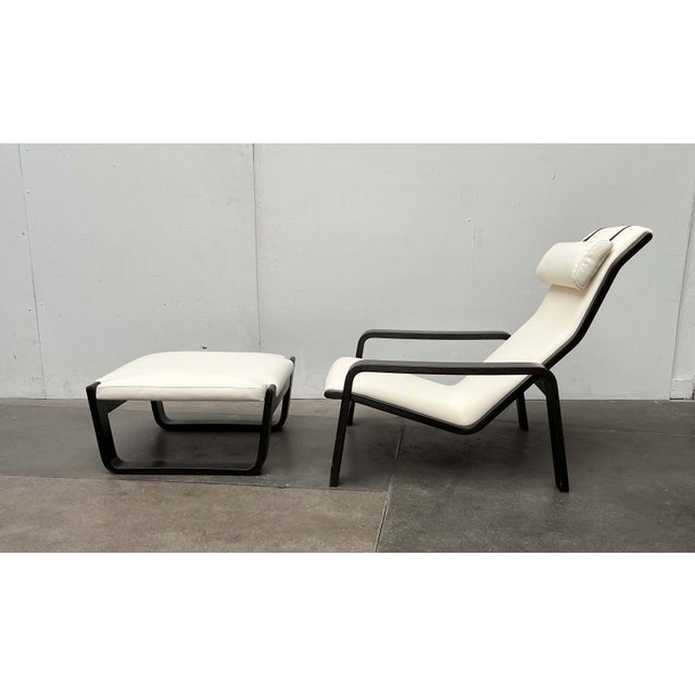 Set of Mid-Century Modern Pulkka Lounge Chair and Footstool by Ilmari Lappalainen for Asko, Finland, 1960s For Sale - Image 5 of 18
