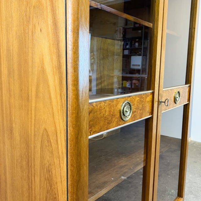 Art Deco Cabinet with Glass Doors in Various Woods, 1930s For Sale - Image 6 of 16