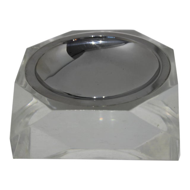 Octagonal Lucite & Stainless Steel Candy or Nut Dish Bowl For Sale