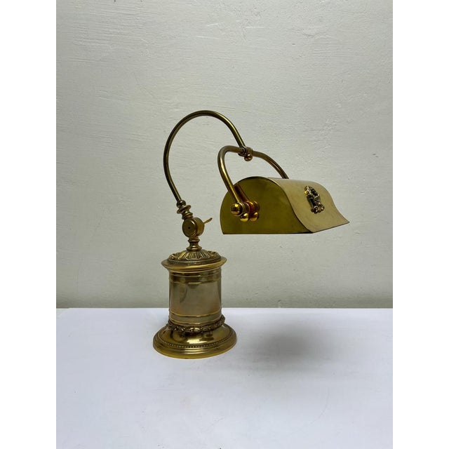 French Adjustable Bankers Desk Lamp in Brass, 1960s For Sale - Image 15 of 17