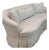 Vintage Curved Skirted Sofa Reupholstered in Ivory Silk Damask For Sale