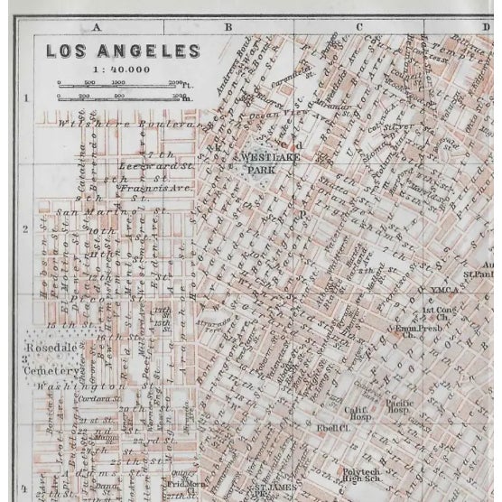 Antique City of Los Angeles fold out map on paper. Combined shipping available, please inquire.