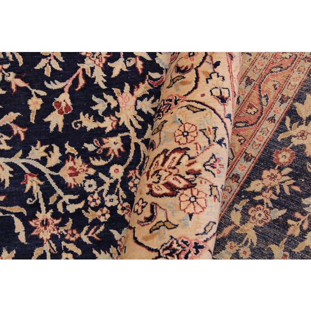 Textile Elegant Kashan Pak-Persian Blue/Tan Wool Rug - 8'11'' X 12'2'' For Sale - Image 7 of 9