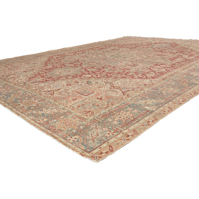 52634 Antique Persian Heriz Rug, 09'04 x 13'00. The Sovereign Garden: An Antique Persian Heriz Masterpiece of Timeless...