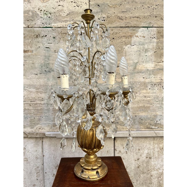 Gold Gilded Wooden Pinwheel Lamp, 1890s For Sale - Image 8 of 8