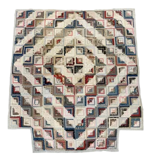 19th Century American Log Cabin Counterpane Quilt