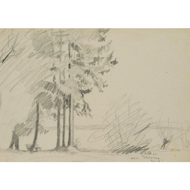 H. Christiansen, Lakeside Bench, 1920, Pencil For Sale - Image 3 of 3
