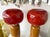 Contemporary Pair of Brass and Red Murano Glass Bulb Shade Lamps, Italy For Sale - Image 4 of 12