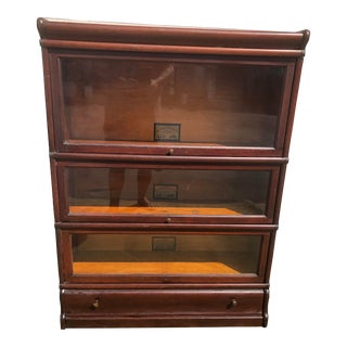 Early 20th Century Globe Wernicke 3 Section Stacking Bookcase With Bottom Drawer. For Sale
