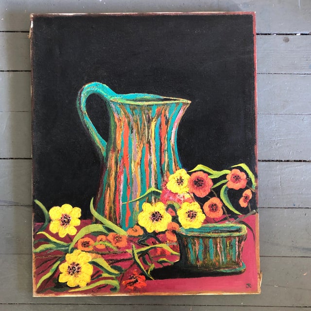 1970s Original Vintage Pop Colored Still Life Painting 1970’s For Sale - Image 5 of 5