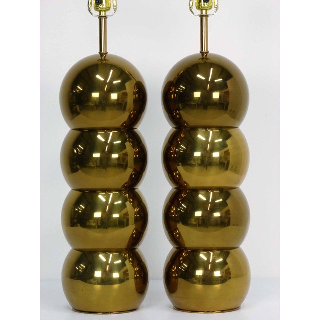 Kovacs Brass Stacked Ball Lamps A Pair Chairish
