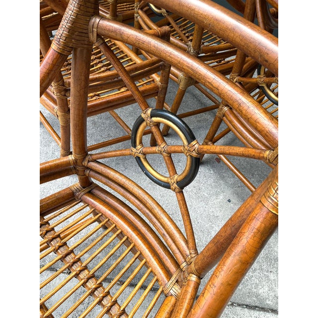 Wood Vintage McGuire Target Back Rattan Dining Chairs - Set of 6 For Sale - Image 7 of 18