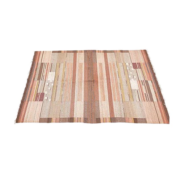 Finnish Flat-Weave Carpet by Laila Karttunen for Kiikan Mattokutomo, 1930s For Sale