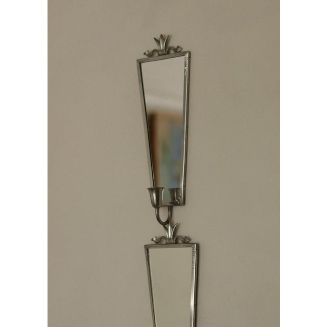 Mid-Century Modern Mid-Century Swedish Pewter Sconces with Mirrors, Set of 2 For Sale - Image 3 of 18