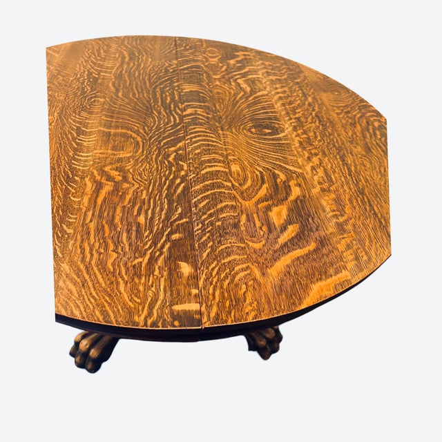 Tiger Oak Antique Dining Table For Sale In Chicago - Image 6 of 9