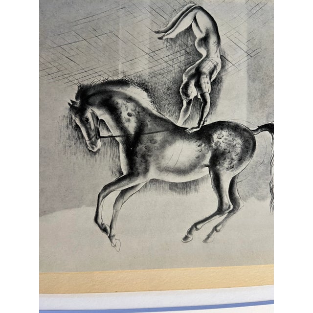 Absolutely marvelous book illustration by John Skeaping of a horse and acrobat. On soft ivory toned paper. Beautiful image...