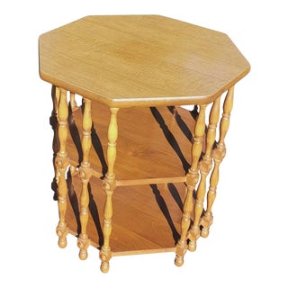 Pennsylvania House Vintage 3 Tier Solid Maple Octagonal Side Table, Circa 1970s For Sale