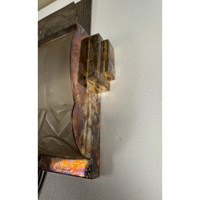 French Art Deco Sconces With Geometric Motif - a Pair For Sale - Image 11 of 12